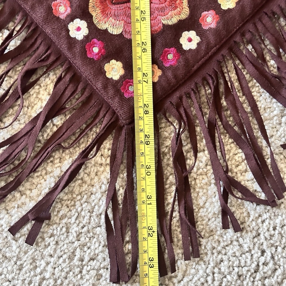 Vintage Embroidered Piano Shawl Cashmere Blend Floral Brown Boho Gypsy‎ Wrap - Picture 8 of 10